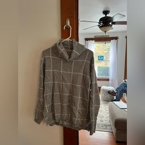 Gray and white cowl neck sweater size medium